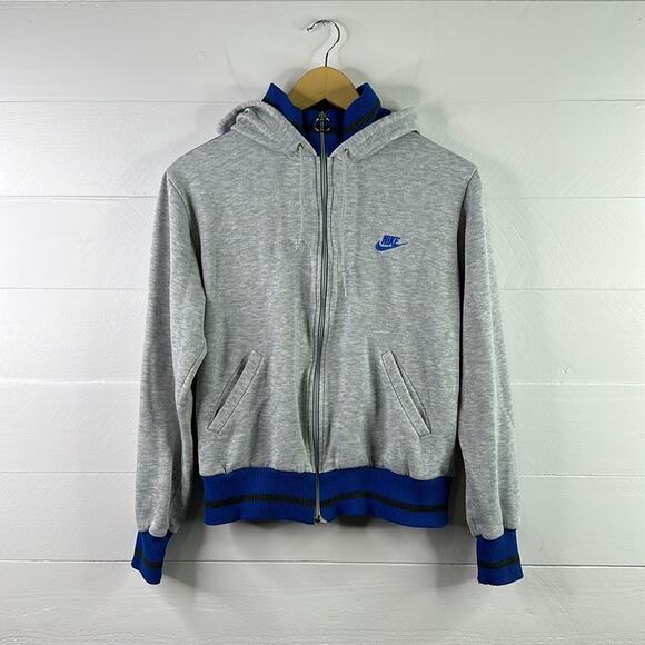 NIKE Gray Blue Vintage Hooded Full Zip Jacket‎ Size Medium - Picture 1 of 15